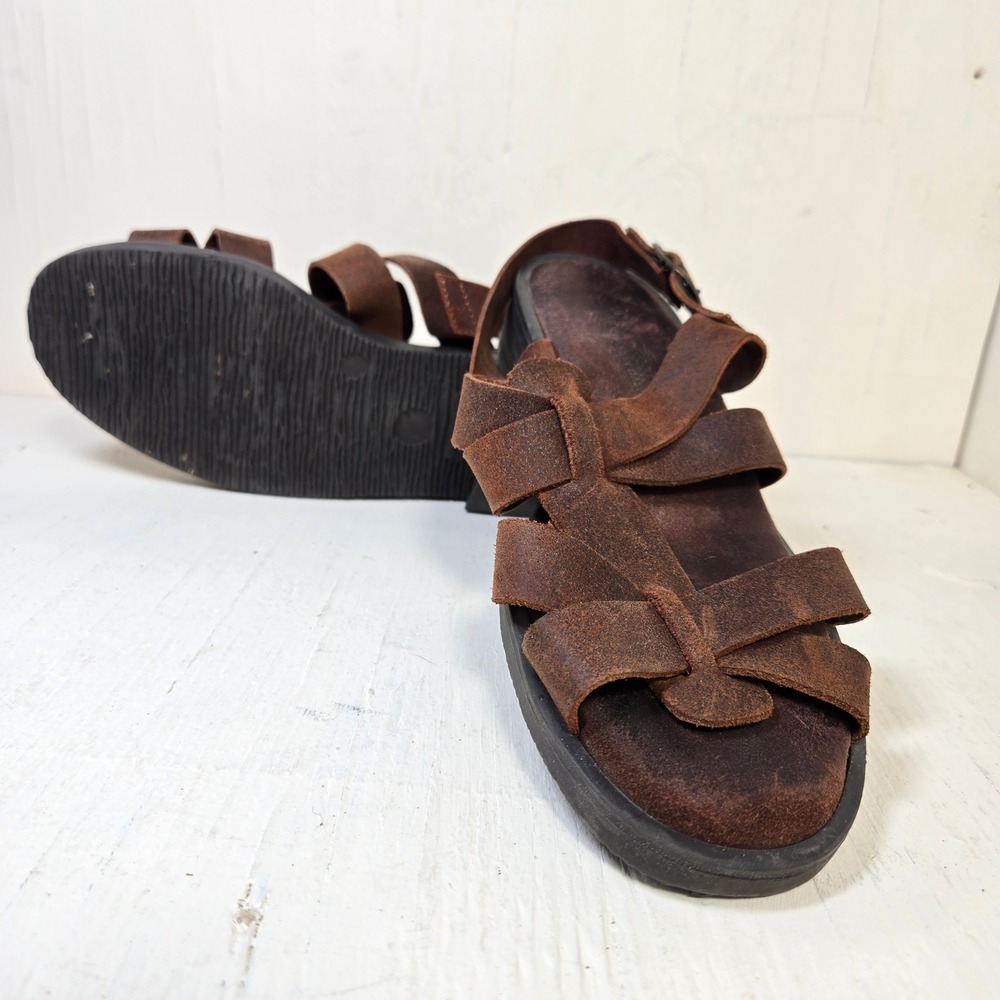 Ponte Vecchio Brown Suede Leather Strappy Slingback Sandals Made in Italy Womens - Picture 3 of 8